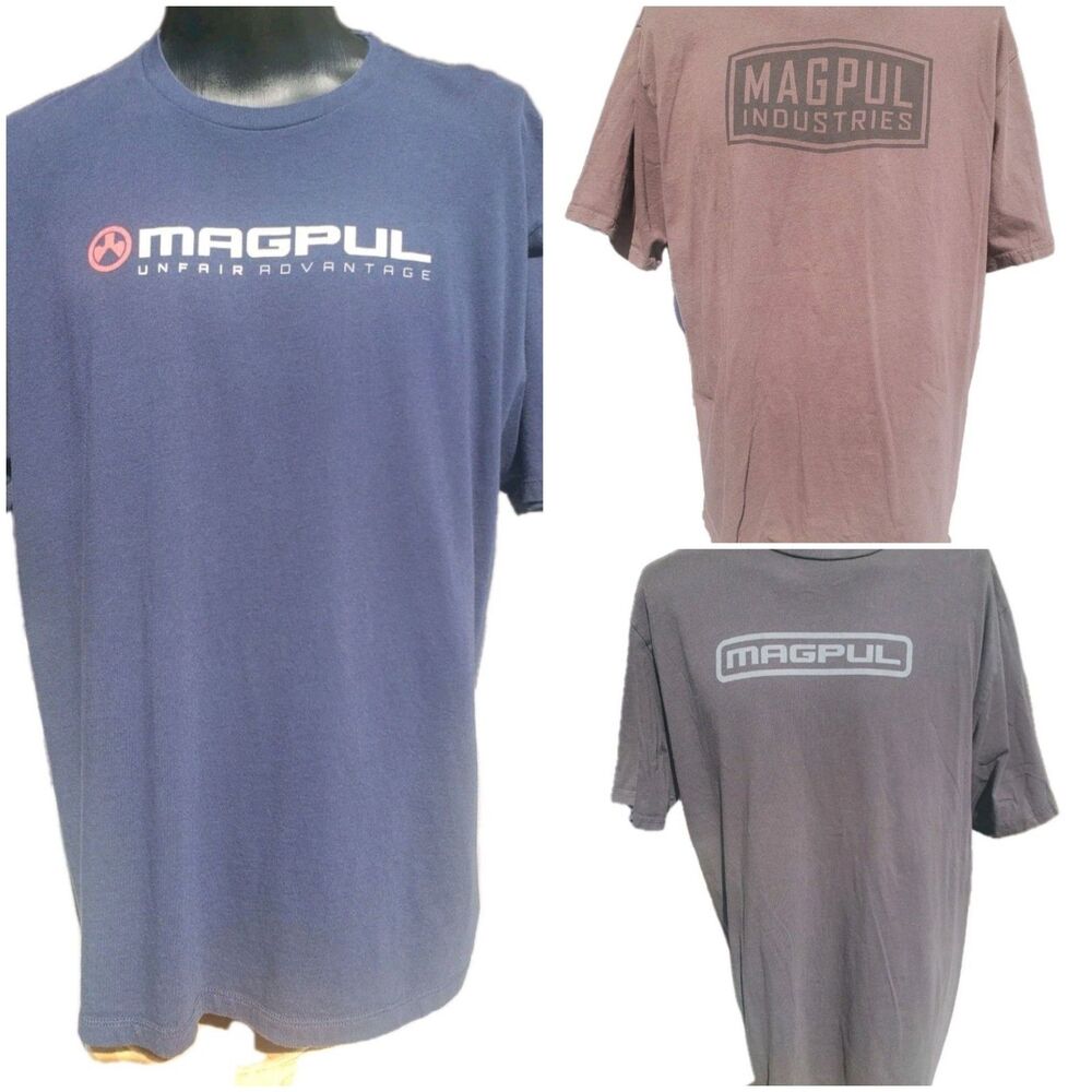 x3 Magpul Industries Tshirts Men's 2XL Black, Blue, Brown Lot Of 3 Tactical GUC